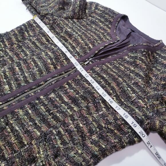 Lafayette New York 148 Academia Wool Blend Tweed Blazer Front Zipper - Picture 5 of 12